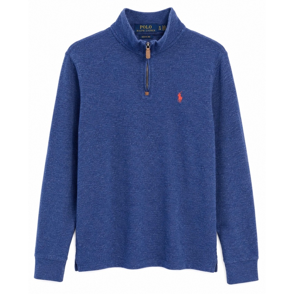 Polo Ralph Lauren Blue Quarter Zip Pullover Sweater Men's Medium 100% Cotton